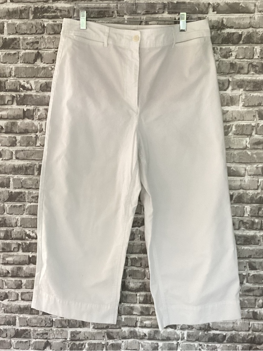 Talbots Wide Leg Crop Chino | Womens Size 12 | White, Relaxed Fit| Summer